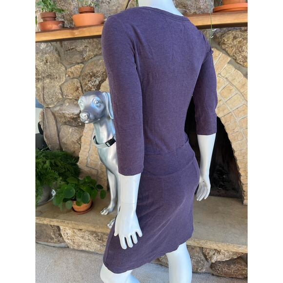Horny Toad Nixi 3/4 Sleeve Purple Tencel Cotton Dress with Zipped Pockets Size S - Picture 3 of 9